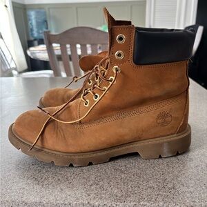 Timberland Brown Boots with Rugged Sole and High-Top Design